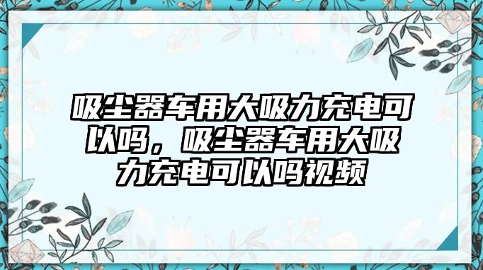 吸塵器車(chē)用大吸力充電可以嗎，吸塵器車(chē)用大吸力充電可以嗎視頻